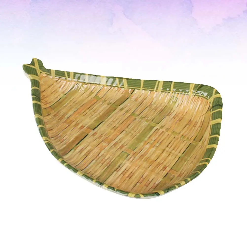 1Pcs Elegant Melamine Bamboo Woven Serving Plate 24x6.4cm Creative Visual Design for Wedding Banquet Party Occasion Plate