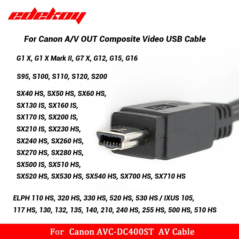 AVC-DC400ST Composite Video Cable 1.2m for Canon Rebel T2i T3i T4i