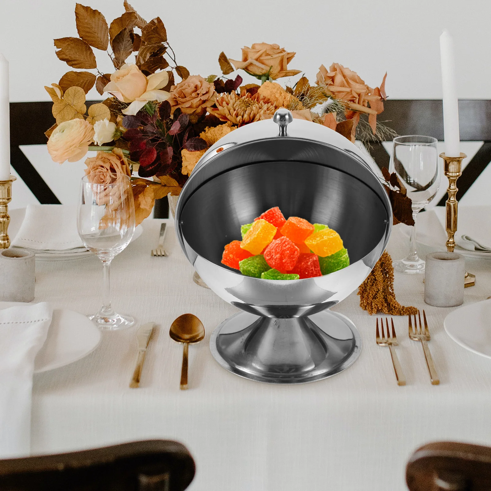 

Stainless Steel Sugar Bowl Large Mouth Roll Top Design Moisture Proof Sugar Storage Jar For Home Coffee Shop