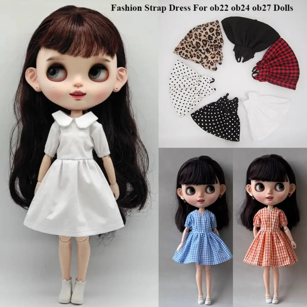 Fashion Doll Strap Dress Mini Cute Princess V-neck Dress DIY Accessories Dolls Skirt for azone ob22/24/27 Dolls For blythe Dolls