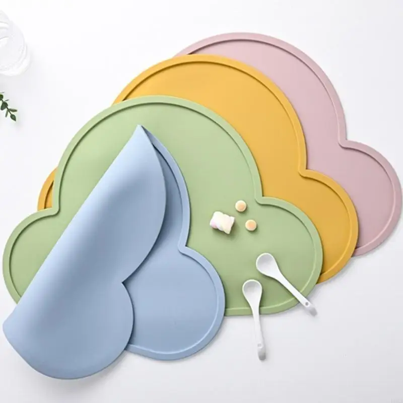 مفرش طعام للأطفال غير قابل للانزلاق من السيليكون سهل التنظيف، وسائد طعام من السيليكون، مفرش خفيف الوزن للرضع L8RB #5