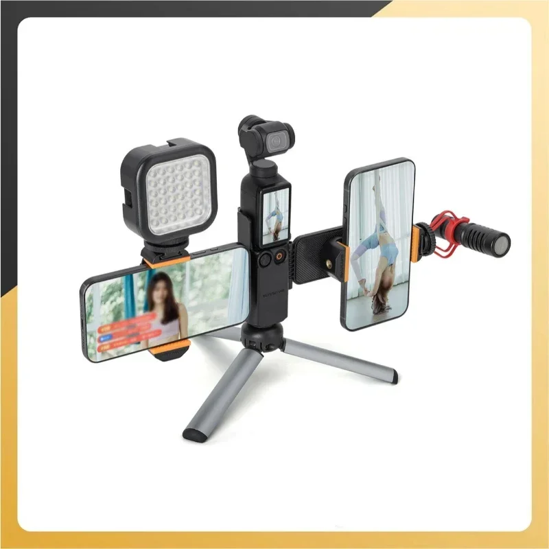 

Multi-functional Dual Phone Holder Foldable Cold Boots Expansion Interface Photography Stand Adjustable For DJI Osmo Pocket 3