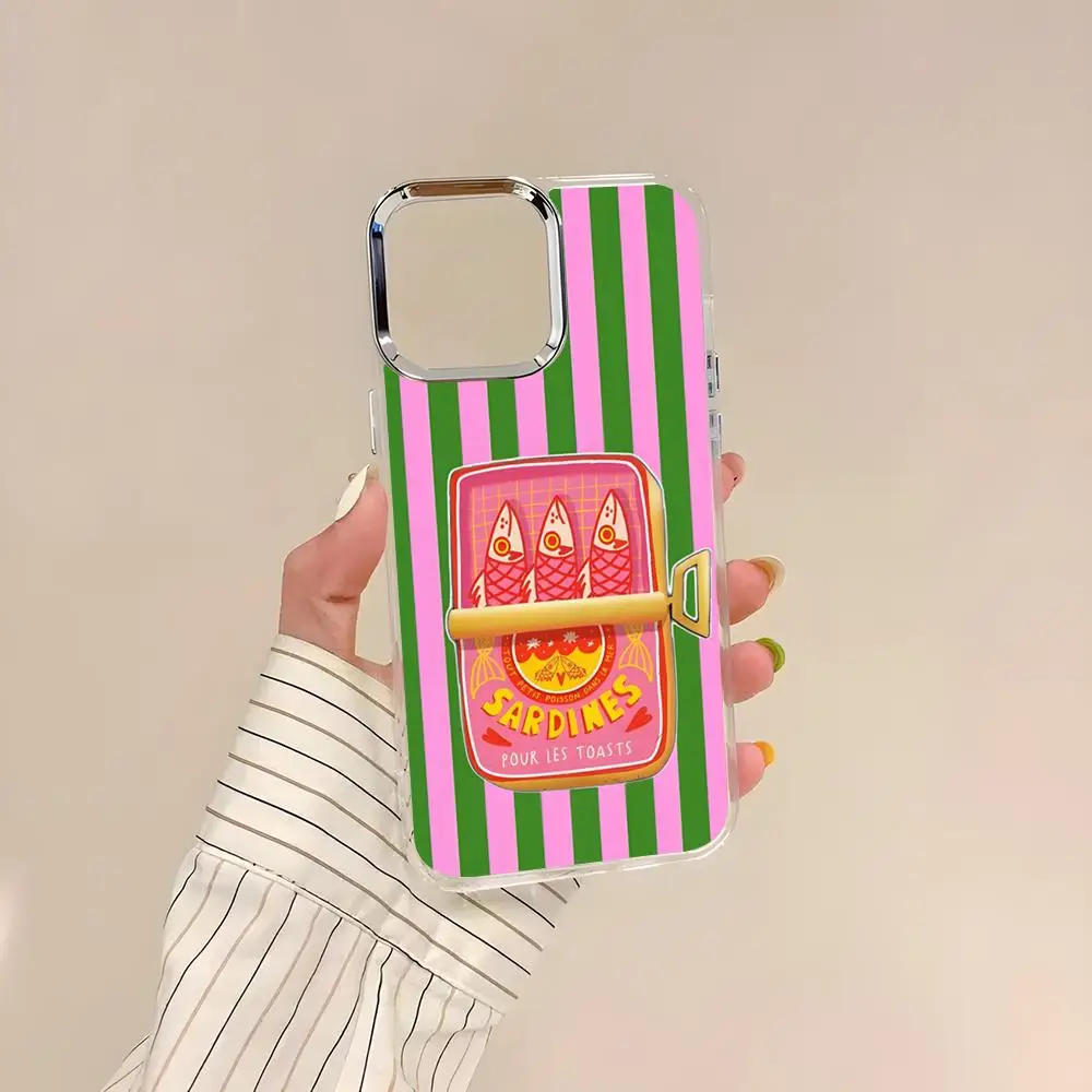 Sardines Can Art Phone Case For IPhone 17 Air 16 15 14 13 12 11 Pro Pro Max Plus Transparent Soft Cover