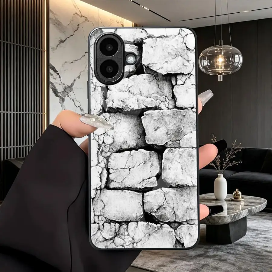 Stone Wall Print Phone Cover Glass Case for Samsung Galaxy A34 A13 A56 A57 A25 A16 A36 A06 A54 A55 A07 A26 A15 A32 A14 A37 A27
