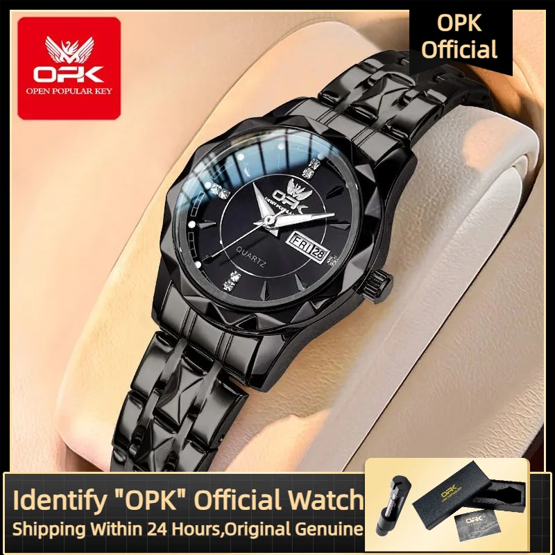 

OPK кварцевые женские часы, оригинальные роскошные брендовые водонепроницаемые светящиеся часы с двойным календарем, элегантные часы высокого качества для женщин 8151