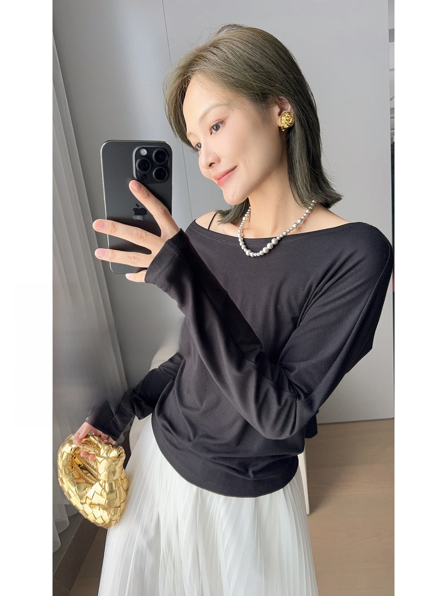 

Футболка Meiyang Kardaian No.3 Long Sve, женская облегающая повседневная футболка из эластичного шелка и хлопка, круглая длина Ne ort