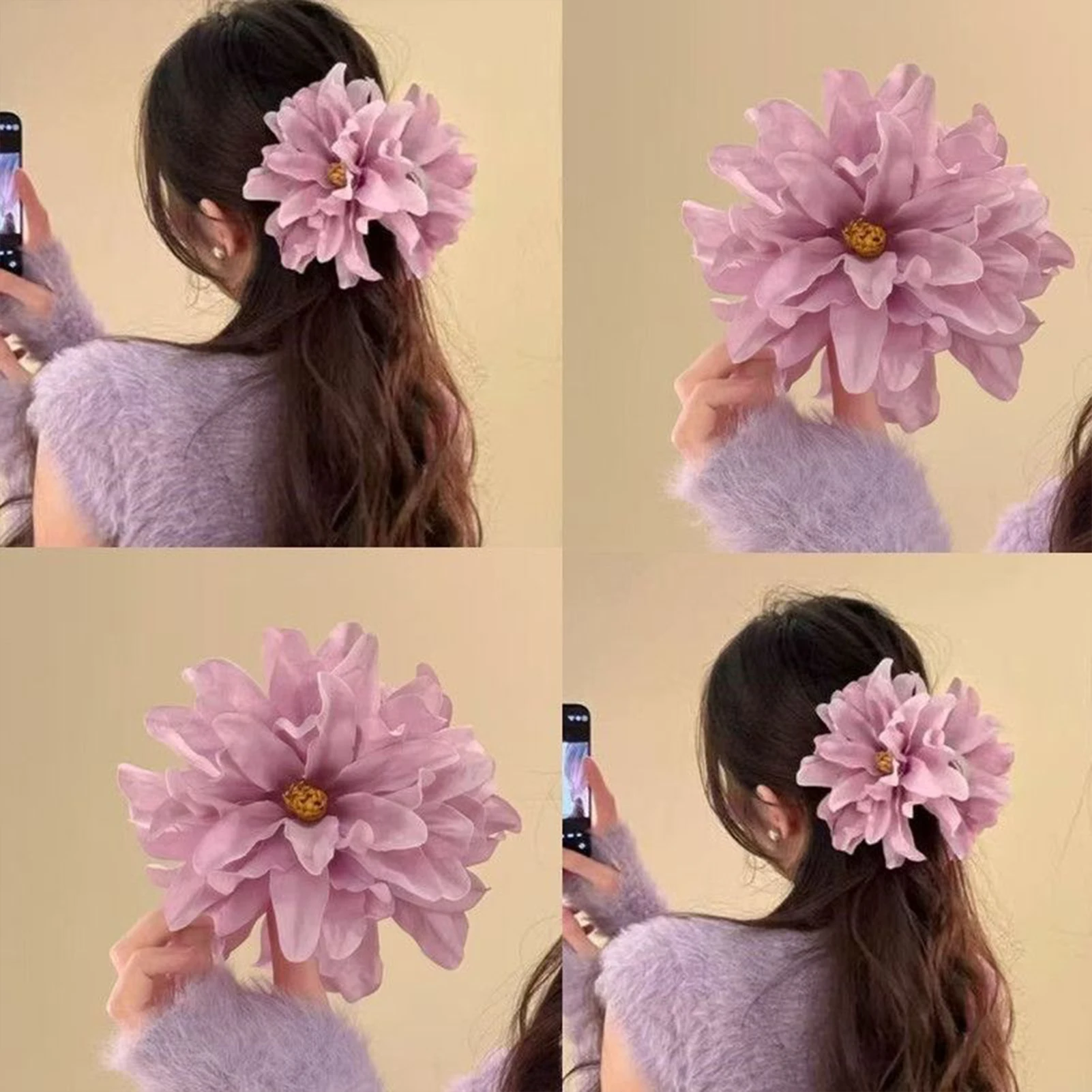 

Hawaii Beach Flower Hair Claw Large Gauze Floral Shark Gripper Elegant Hair Decor Clip Girls Trendy Hair Accessory Hairpins 2026