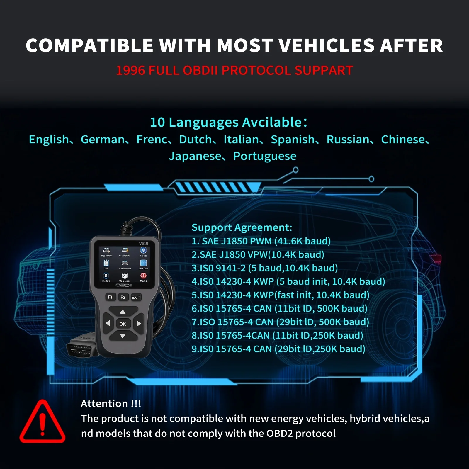 Professional OBD2 Scanner, Upgraded OBDII & CAN Code Reader, Real‑Time Data, Battery Test, 4000+ DTC Library, I/M Readiness, Check Engine Light & Smoke Test, for All Vehicles After 1996