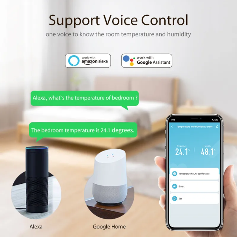 Tuya Smart Zigbee Temperature And Humidity Sensor Indoor Thermometer Work With Homekit With Alexa Google Home Assistant