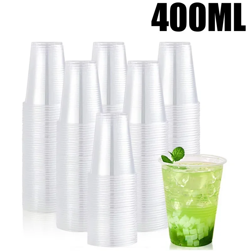 400ml 100% Biologisch Afbreekbaar Recyclebaar Transparant Wegwerpdrank Plastic Pla Melk Thee Koffie Vloeibare Beker met Stro