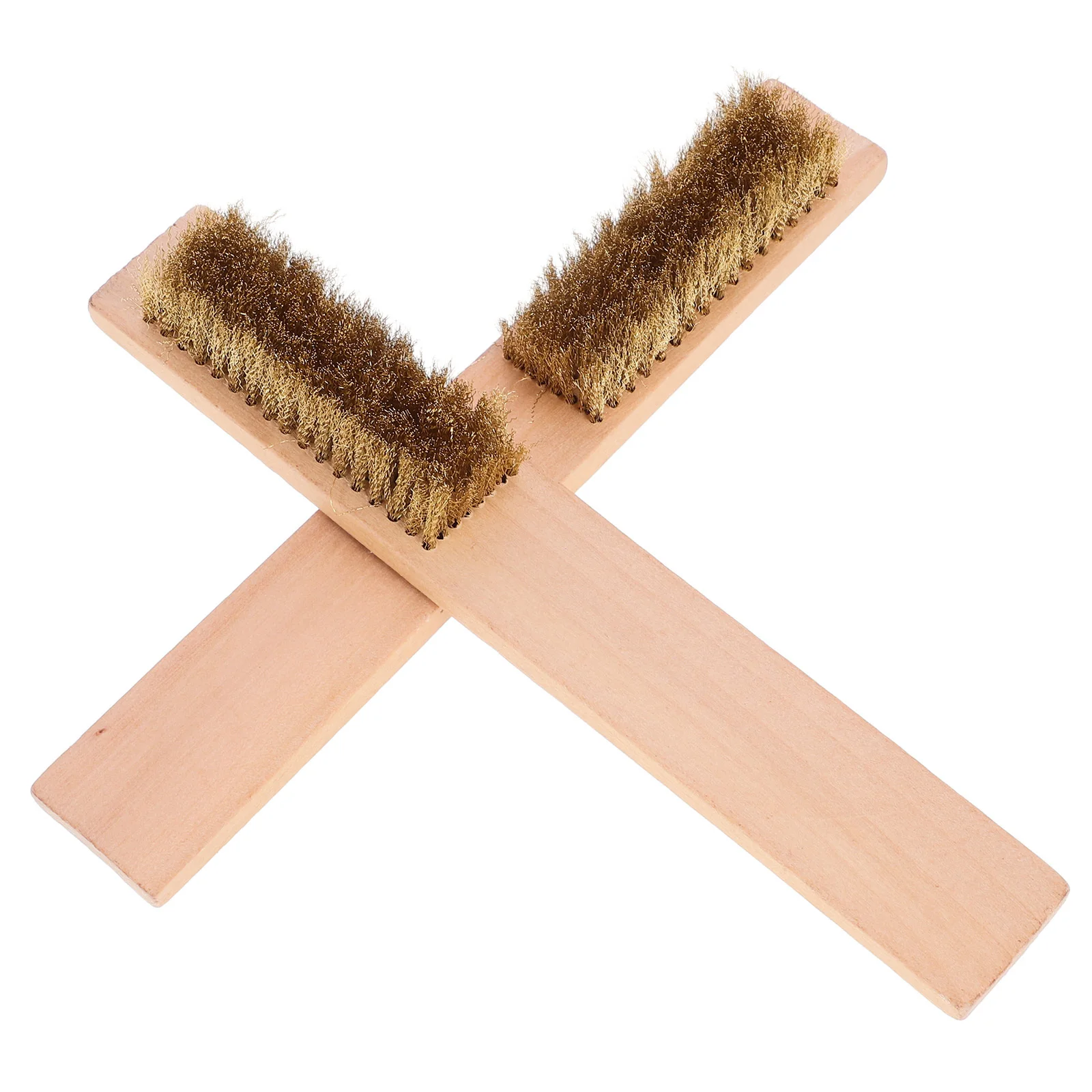 2 قطعة فرشاة إزالة الشمع على الجليد شعيرات نحاسية مقبض خشبي للوحة التزلج لوح التزلج لوح منزلق الغسيل التنظيف العميق #1