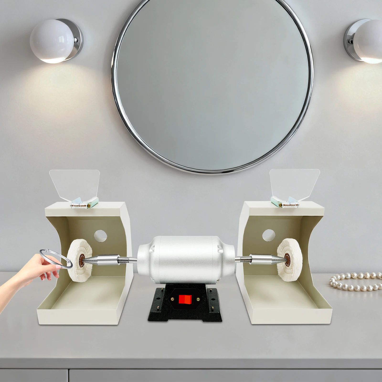 Set completo Lucidatore a doppia posizione Fuso durevole Facile da pulire A basso rumore per il ripristino dei relici Negozi di gioielli Cliniche dentistiche