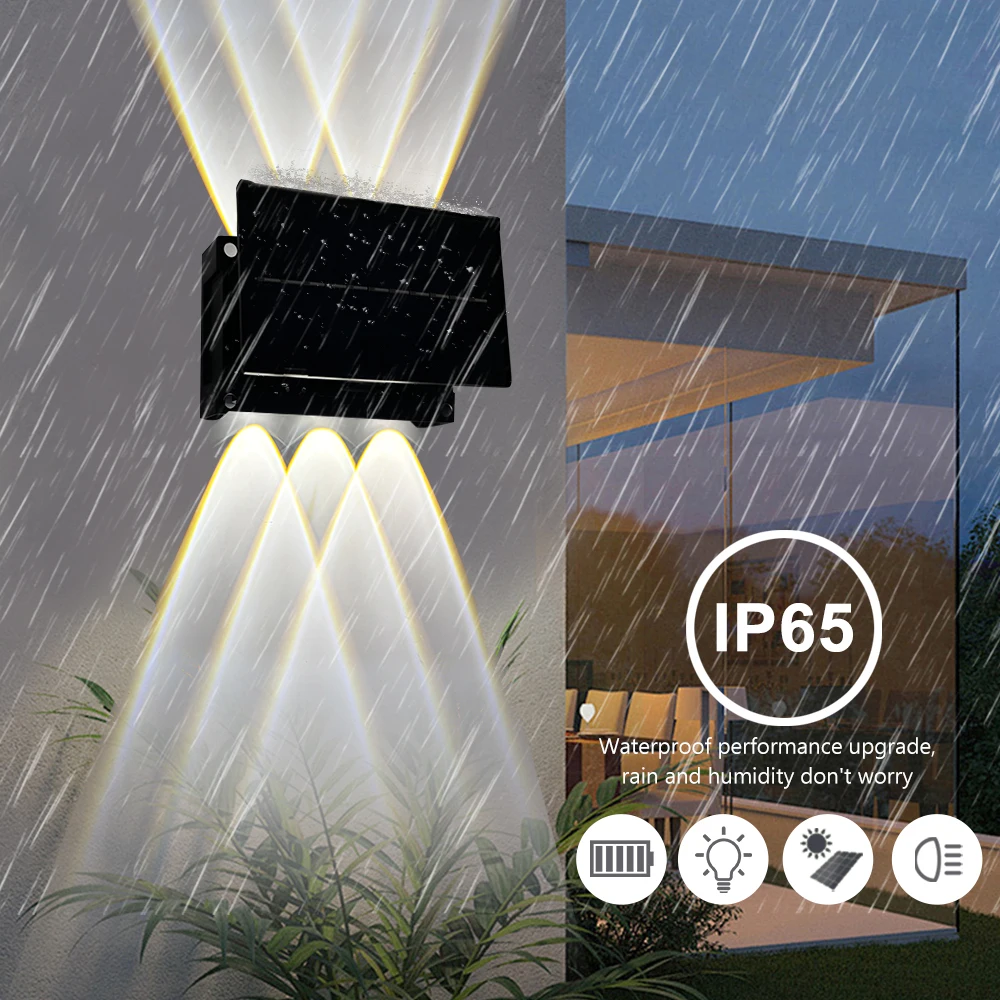 Imagem -04 - Impermeável ao ar Livre Solar Fence Lamp Luz de Parede Deck Decorativo Spotlight Luz Quente para Quintal Quintal Garagem Jardim Led 8led