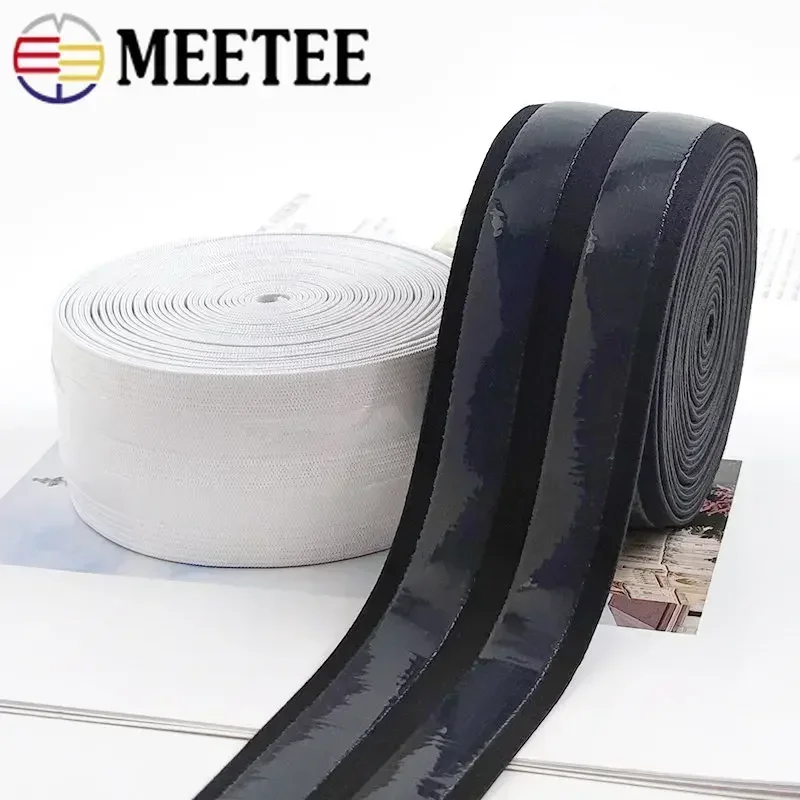 1/2/3m 5cm antiderrapante silicone elástico náilon poliéster faixas de borracha diy roupas calças de costura cinto estiramento webbing fitas