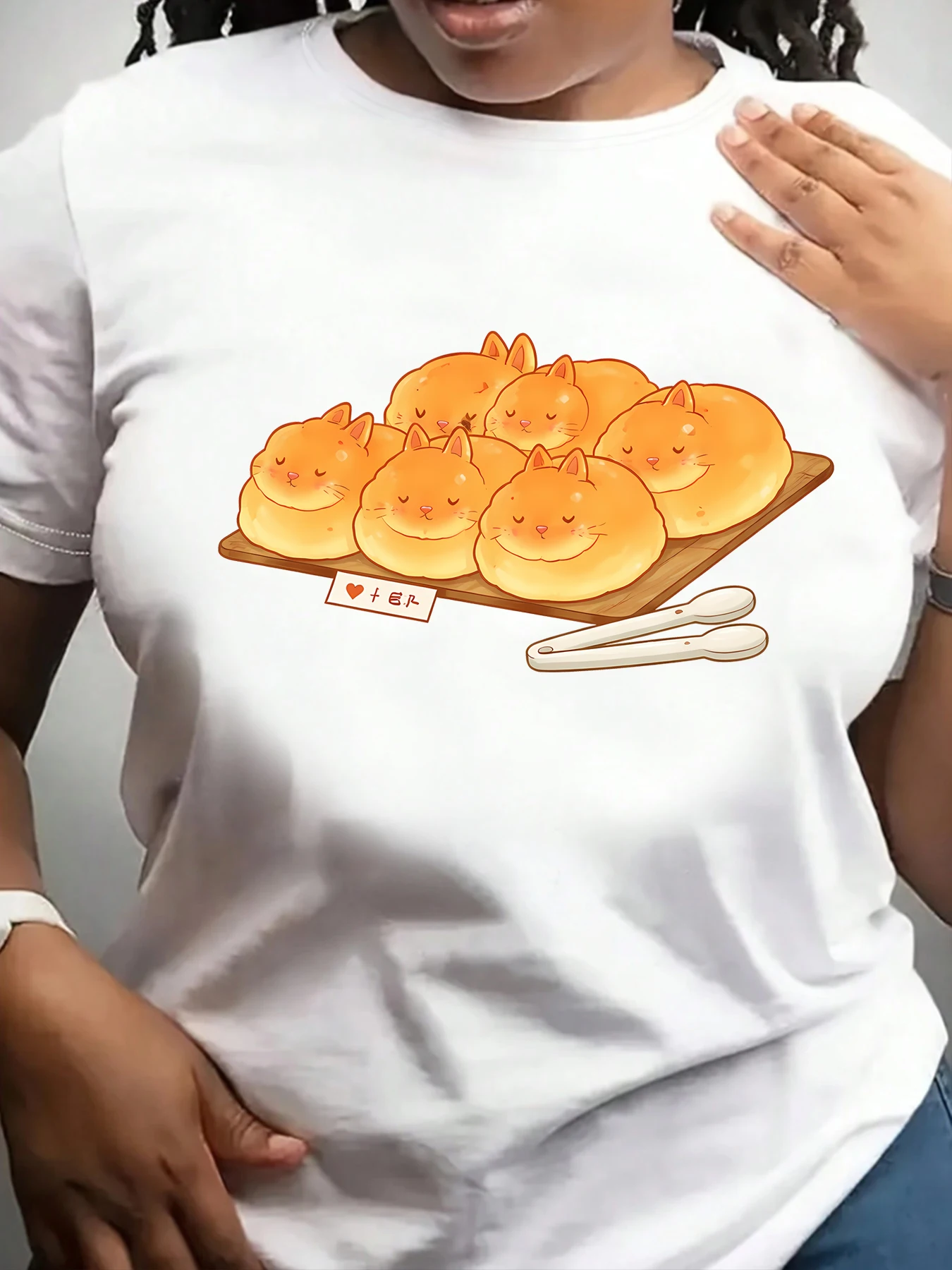 【ZXH11146】Trendy cartoon printed plus size women's round neck T-shirt summer casual short sleeved top street fashion versatile