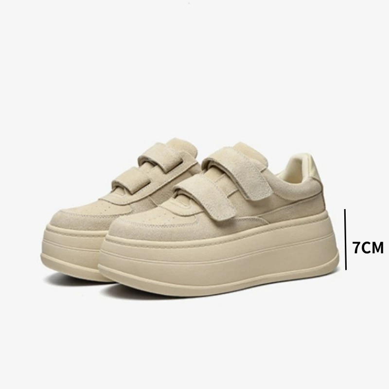 7cm Height Increase Platform White Shoes Street Fashion Sneakers Women Sports Casual Skate Shoes