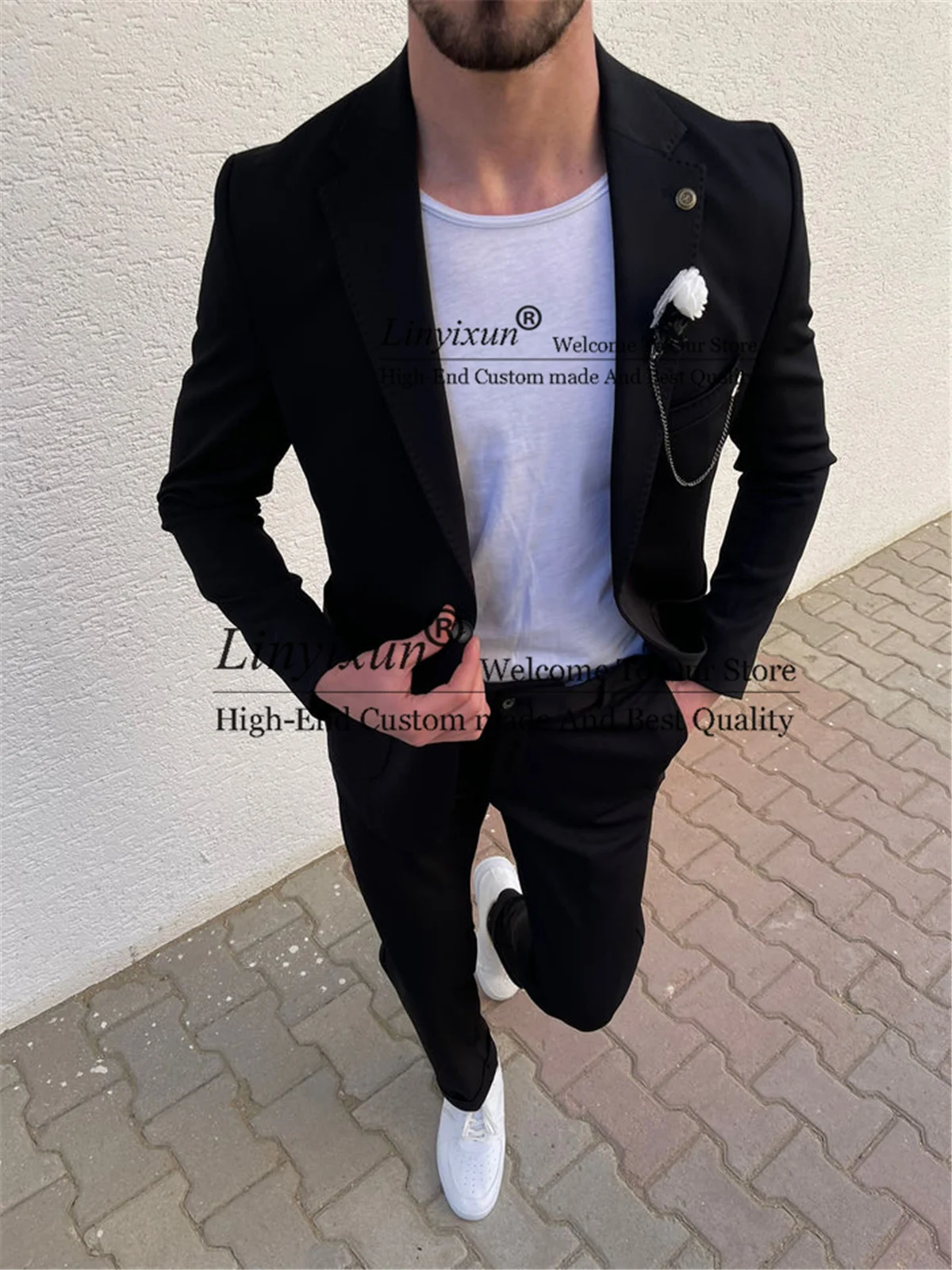 

Fashion Black Men Suits 2022 Slim Fit Wedding Groom Notched Lapel Business Casual Male Blazer 3 Pieces Sets Costume Homme костюм