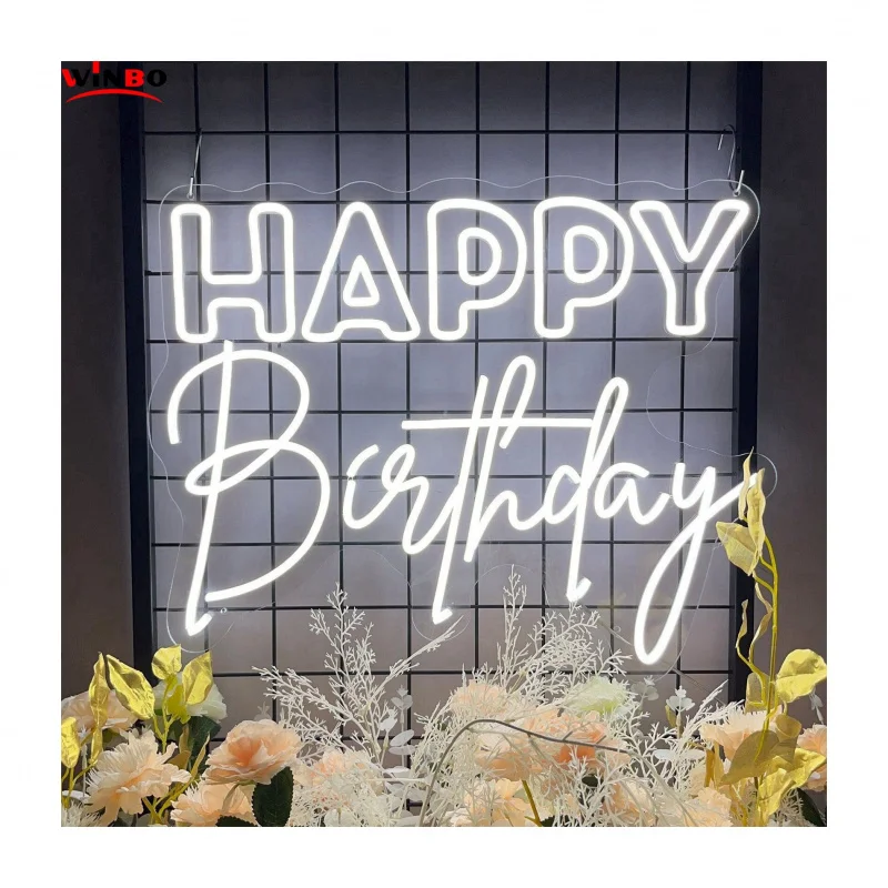 Winbo-letrero de neón personalizado con letras, logotipo y texto de negocios, música en vivo, decoración de pared para habitación, fiesta, feliz cumpleaños