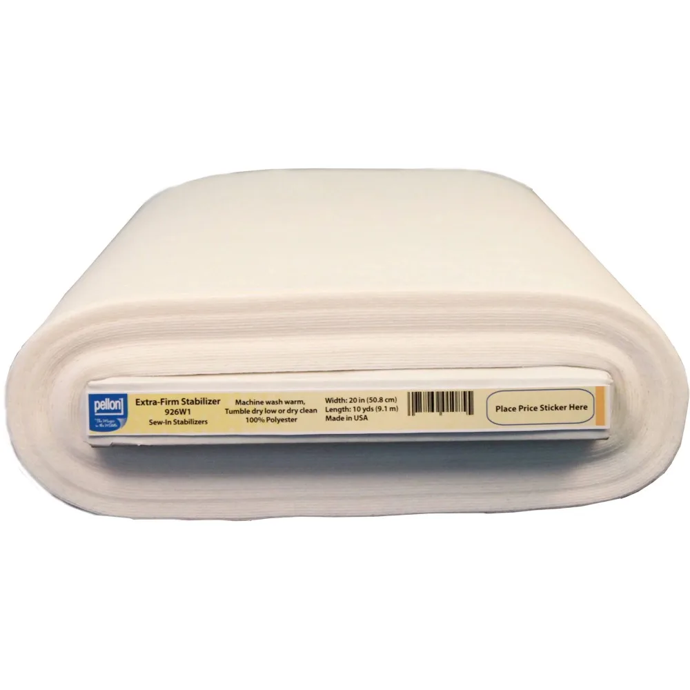 

926 Extra Firm Sew-in Fabric Stabilizer, White. 20" x 10 Yards by the Bolt