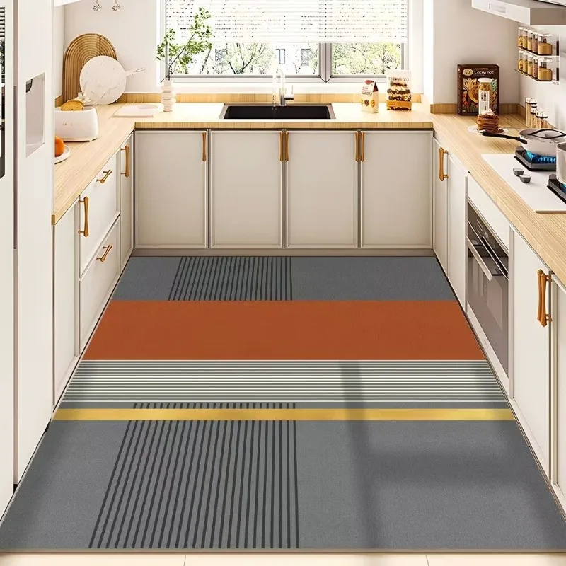 Kitchen Floor Mat Leather Balcony Sink Oil-proof Non-slip Scrubbable Floor Mat Entrance Waterproof Dirt-resistant Soft Foot Mat