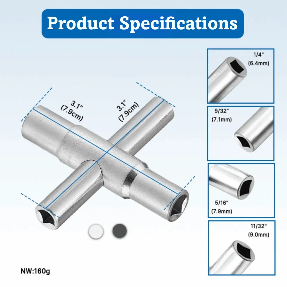 Kunci Pas Keran Desain Multifungsi Kunci Pas Kotak Kecil Kunci Pas Empat Sudut Praktis Alat Tukang Ledeng untuk Saluran Air
