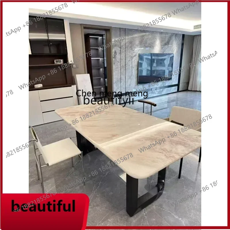 32 Imported rose rainbow luxury stone dining table natural marble dining table premium dining table2936