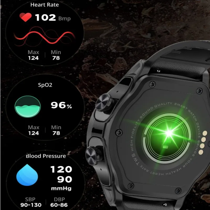 TWS 2-в-1 Смарт-часы 1,39-дюймовый HD-экран Bluetooth-вызовы Запись Секундомер NFC Пульт дистанционного управления Камера Функция Монитор уровня