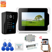 TUYA 1080P 7inch Color Touch Screen Wifi Video Doorbell Smart APP Home Intercom Password Unlock RFID Access Control System