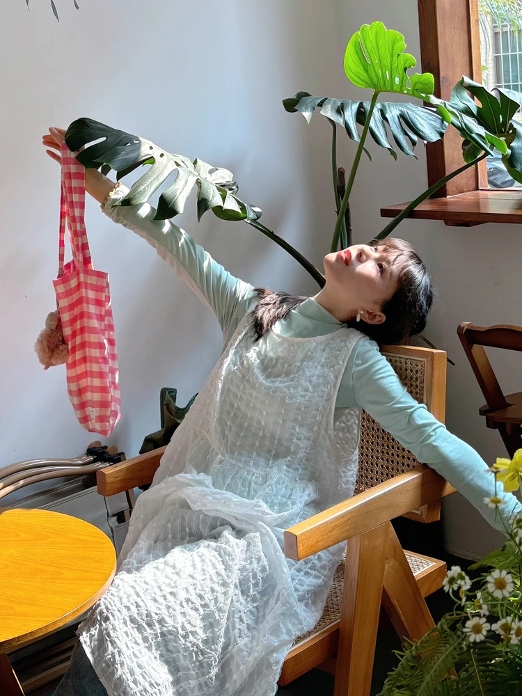 Gilet en dentelle douce Dr pour femmes, Design coréen de printemps, superposition sensuelle, Svel, Super féerique, Long, vent doux