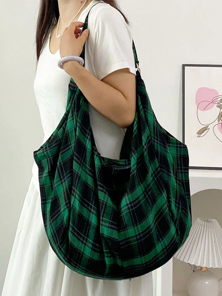 Travel Nylon Backpack Women's Large Capacity Shoulder Bag Checked Pattern Single Shoulder Crossbody Pure Color Double Shoulde...