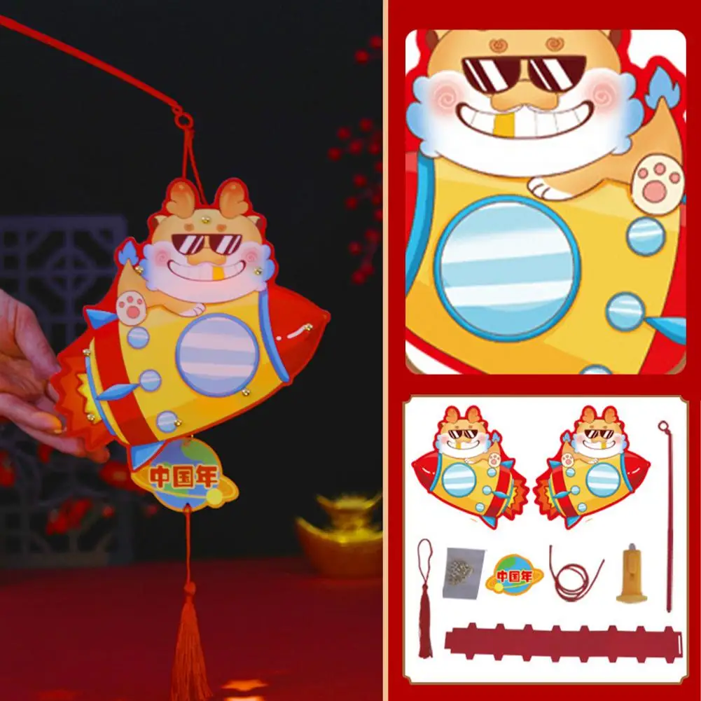 Party Accessories Chinese Lantern Chinese New Year Decoration Vibrant Color Lantern Making Kit with Lanyard for Parent-child