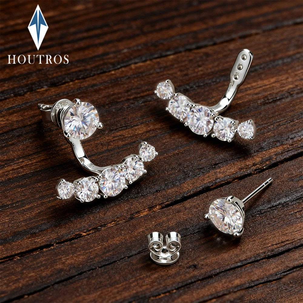 

4.6CTTW Full Moissanite Stud Earrings for Women 925 Sterling Silver Double Wearing Detachable Earring Wedding Party Jewelry Gift