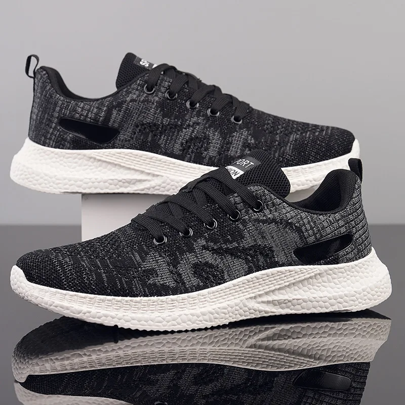 Hot Sell New Men Fashion Casual Sneakers Men Flying Woven Shock-absorbing Running Shoes Version Outdoor Breathable Mesh Shoes