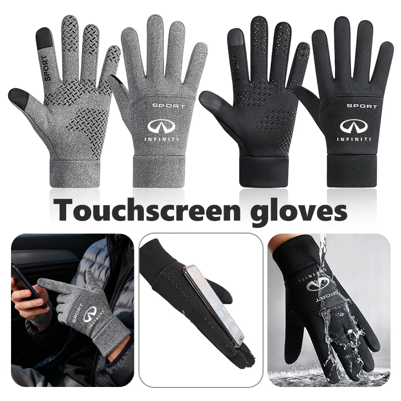 

Car Logo Winter Thermal Gloves Touch Screen Windproof Gloves Accessories For Infiniti QX50 QX30 QX60 G25 JX35 FX35 FX37 FX50