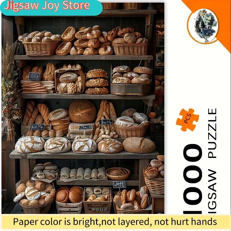 

Пазл на 1000 элементов - художественный дизайн в виде хлебной полки для хранения продуктов, белый прямоугольный безрамочный DIY-пазл, портативный