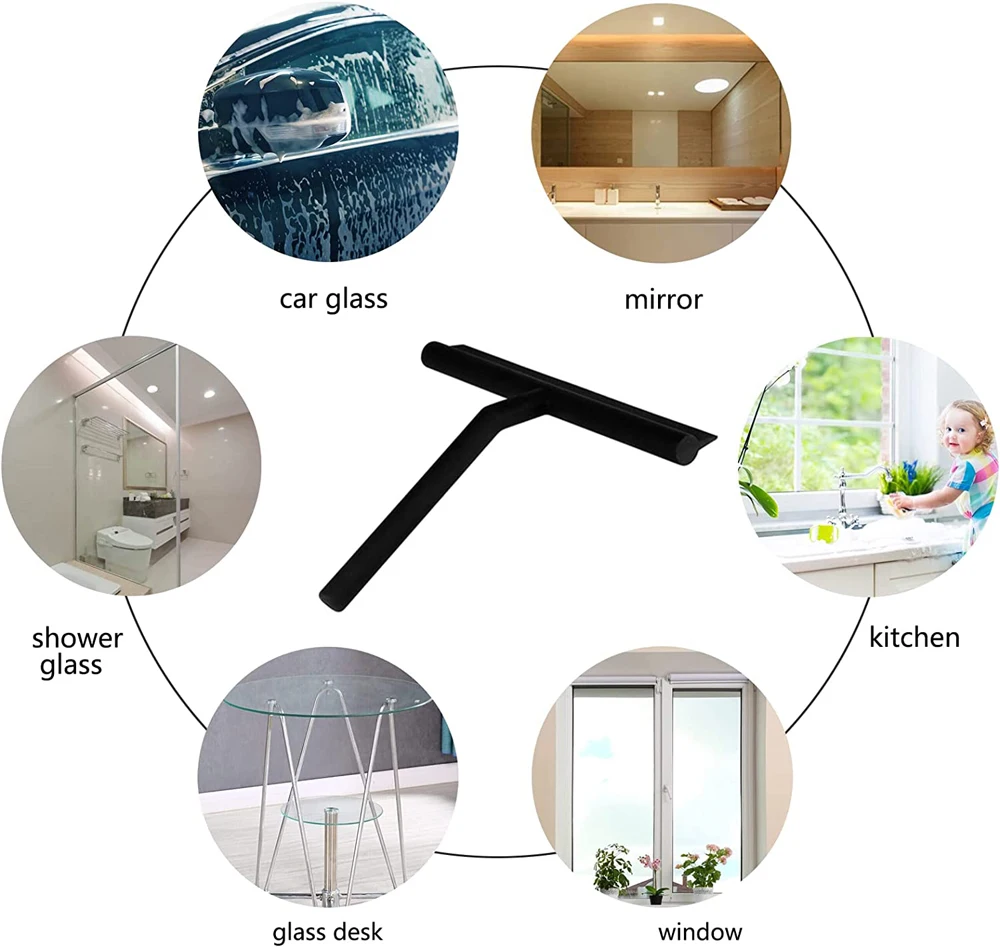 Bathroom Shower Squeegee Household Glass Wiper Window Mirror Silicone Scraper Shower Doors Hanging Squeegee Holder Cleaning Tool