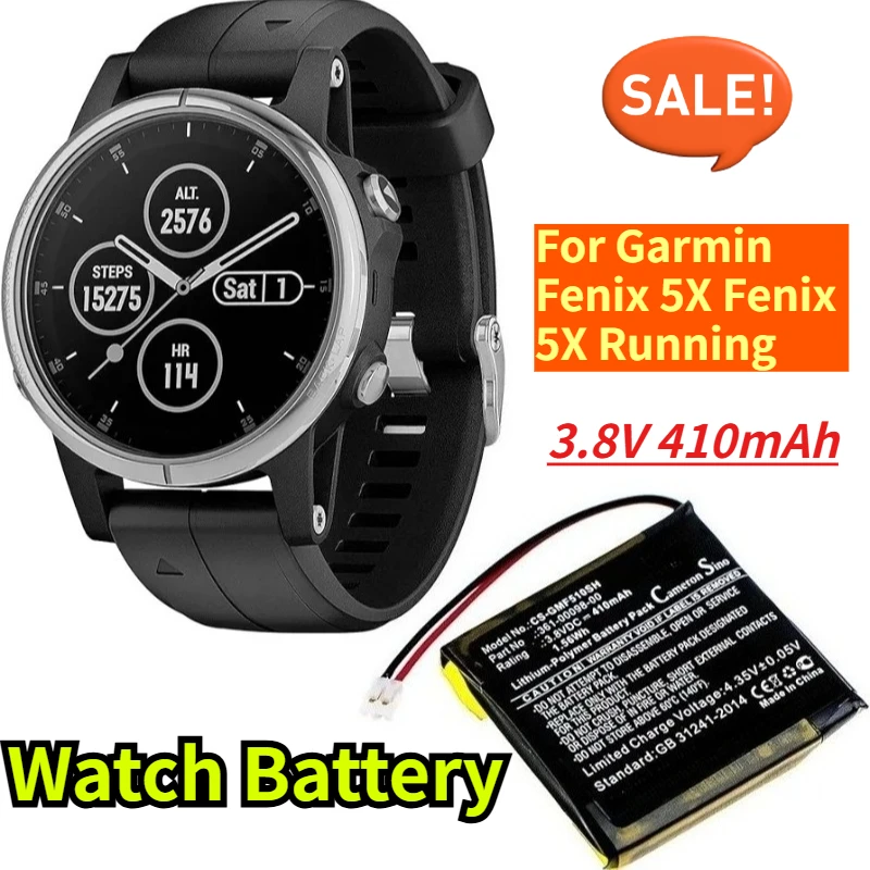 

3.8V 410mAh Watch Battery 361-00098-00 for Garmin Fenix 5X Fenix 5X Running