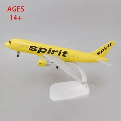 NEW 20cm Alloy Metal USA Air Spirit Airlines Airbus 320 A320 Diecast Airplane Model Plane Aircraft Collections Gift Display