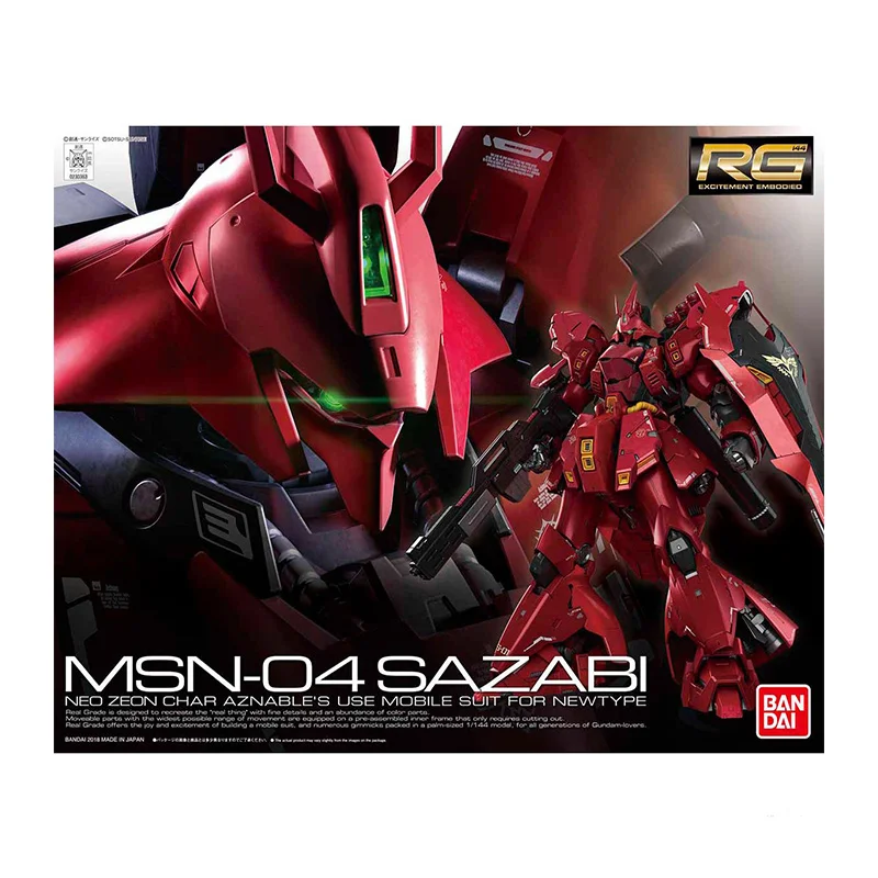 Bandai RG 1/144 MSN-04 Sazabi 14Cm Anime Original Action Figure Assemble Gundam Model Children's Toy Birthday Gift Collection