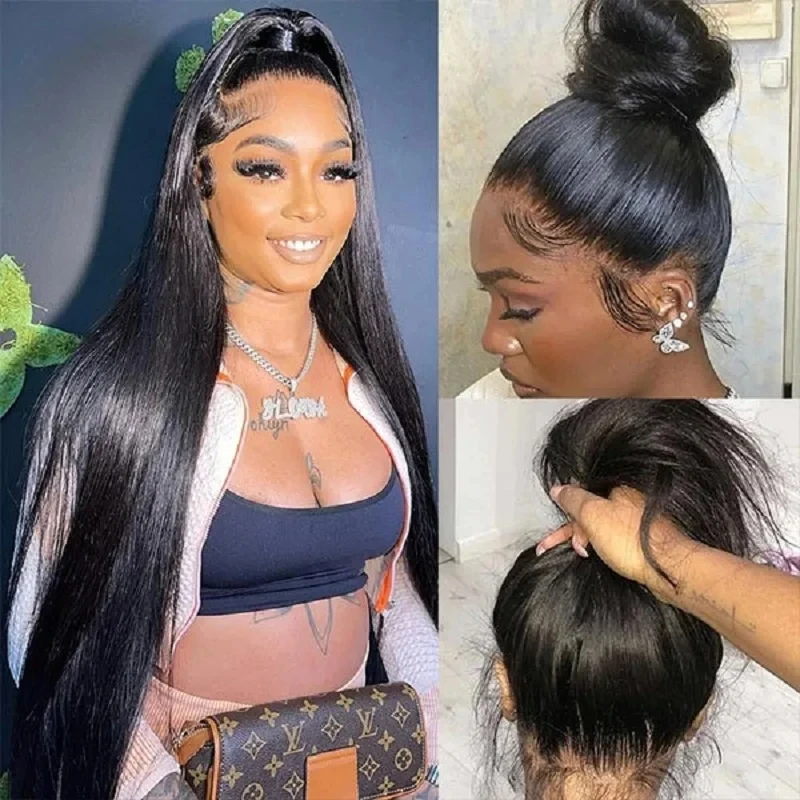 

210% 30 inch 360 Full HD Lace Wig Human Hair Pre plucked Lace Wig 13x6 Human Hair Wigs Bone Straight Lace Frontal Wig For Women