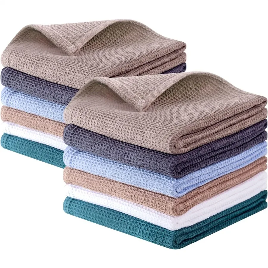 

Dish Towels Set100 Cotton Waffle Weave Kitchen Towels 12 Pack 17 x 25 Inches Dish Towels for Kitchen Ultra Soft Dish Drying Whi