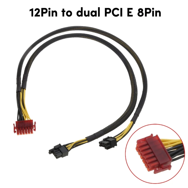 L4MD GPU PCIe 12Pin Male to 2X 8Pin (6+2) Male PCIExpress Graphics Card Power Cable GPU PSU PCIE Extension Splitter Cable