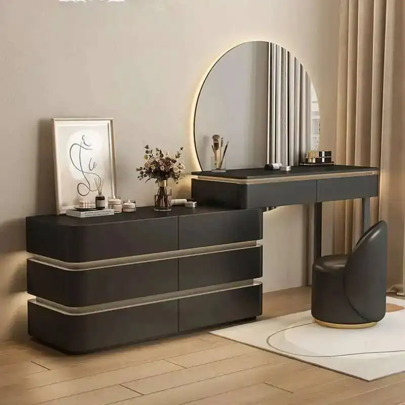 

Make Vanity Table Bedroom Modern Luxury Wooden Up Organizer Table Dressers Light Mirror Drawers Tocador De Maquillaje Furniture