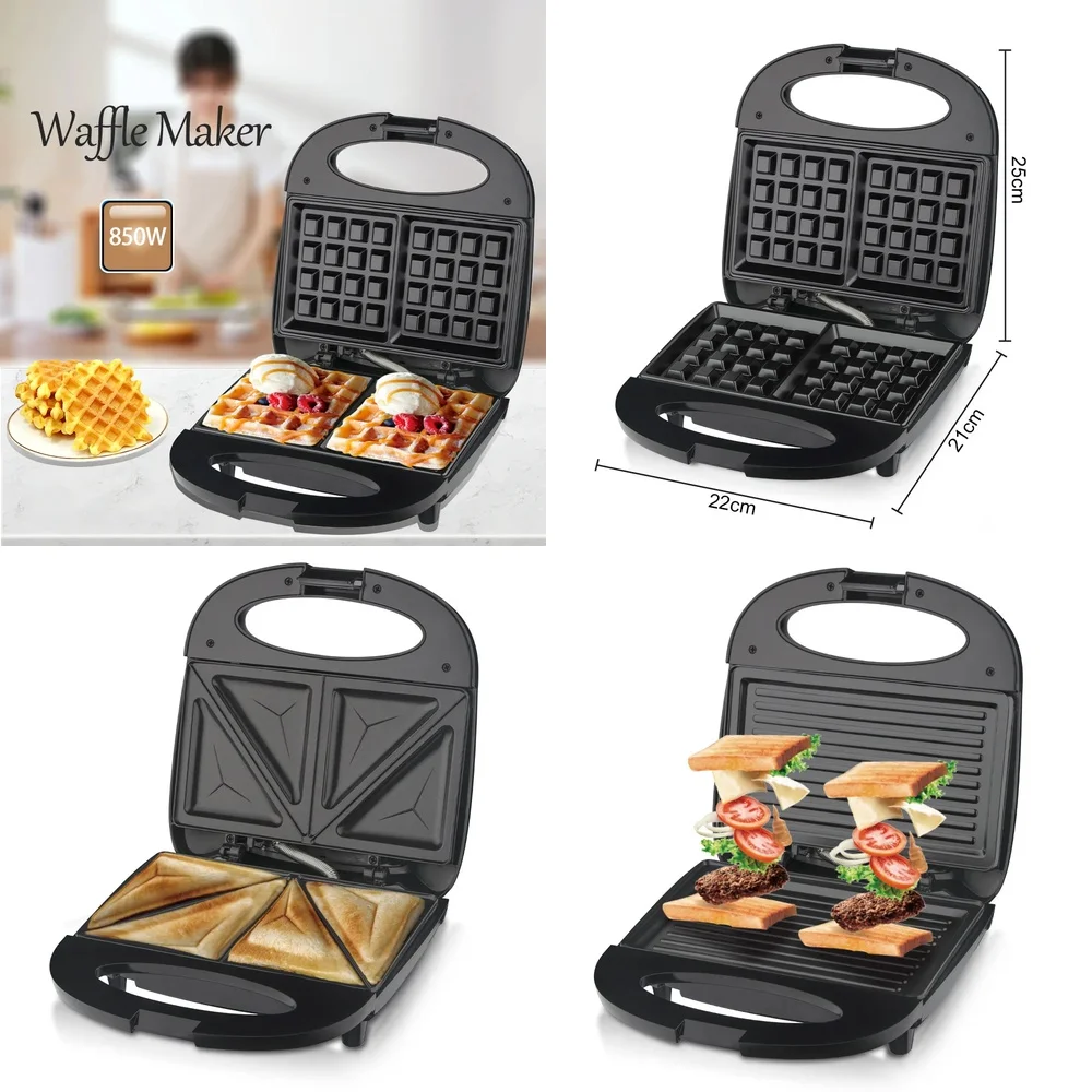 

2026-hot sell 850W Double-sided Heated Breakfast Machine, Small Waffle Maker, Multi-functional Light Cake Maker Semi-a