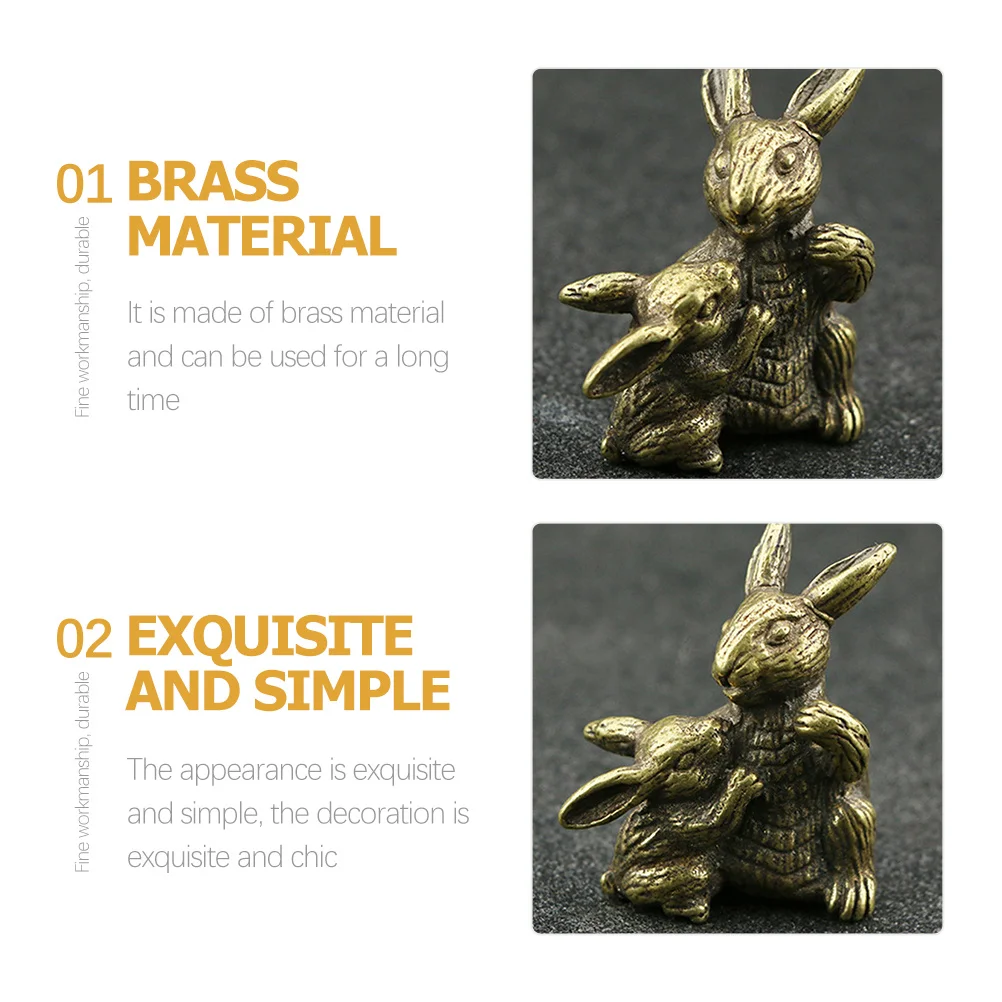 

Brass Rabbit Small Vintage Bunny Statue Ornament Smooth Surface Desktop Decor For Tea House Cabinet Indoor Use Brass Craft