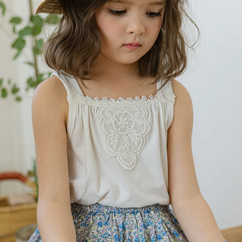 Children Clothing Girls Solid Color Set 2024 Summer Korean Style Girls All-Match Cotton Soft Top Shorts Casual Two Piece Set