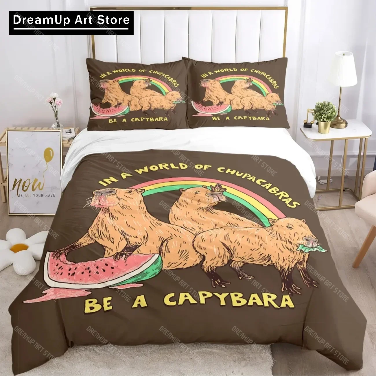 2026 Divertido Capibara Anime Funda Nórdica Kawaii Animales Juego De Cama Juego De Cama Funda De Edredón Doble Individual Tamaño