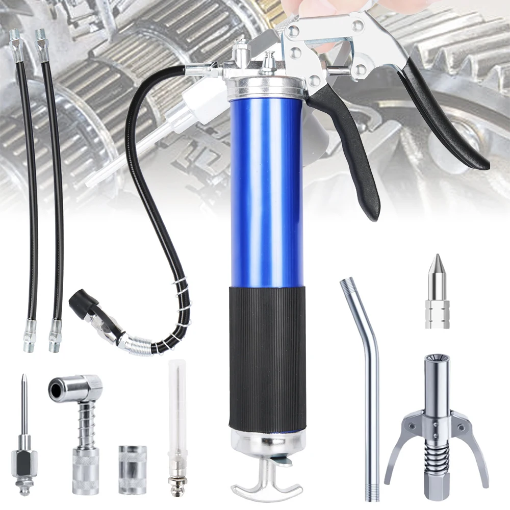 Ensemble de 11 pièces de pistolets à graisse haute pression 8000 PSI avec tuyau flexible, outil de réparation d'huile de lubrification automobile
