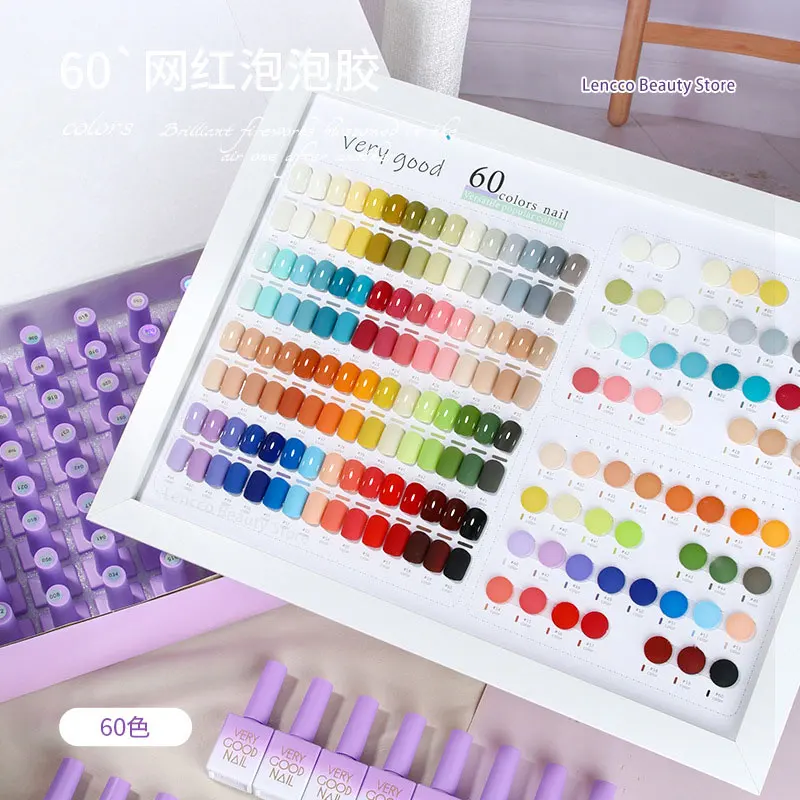 Lencco NOWY 60 szt. Bardzo Dobry Zestaw Lakierów Hybrydowych do Paznokci 15ml Zestaw Żelowych Kolorów z Kolorowym Kartoteką Hurtownia Salonu Paznokci SoakOff Lakier Żelowy UV LED