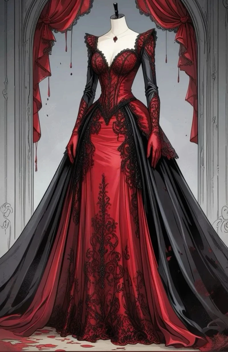 Full Sleeves Vampire Gothic Wedding Dress Lace Appliques A-Line Long Vintage Victorian Corset Bridal Gown Customized